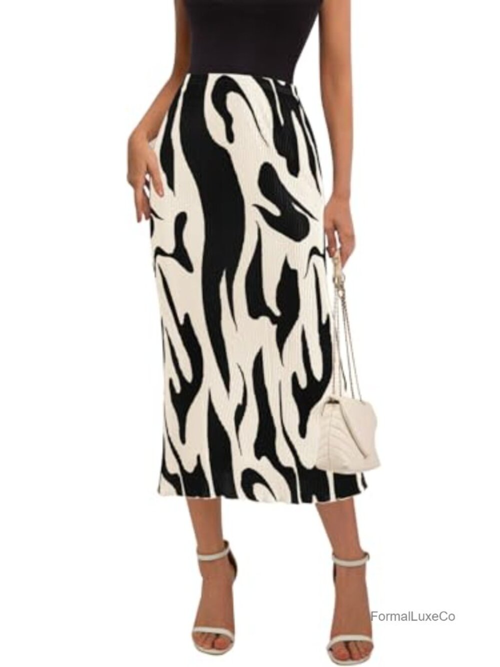 High Waist Plisse Midi Skirt Women Pleated A Line Flowy Summer Long Skirt